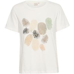 Cream Dames T-shirt Graphic Tee korte mouwen ronde hals regular fit jersey dames, Snow White Bright, L