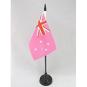 Australia Pink Ensign Table Vlag 15x10 cm - roze Australian Desk Vlag 15 x 10 cm - zwarte plastic stok en voet - AZ FLAG
