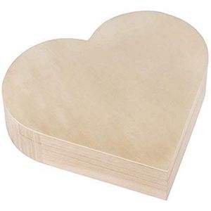 Rayher 62841505 houten doos hart, 25,3 x 24 cm, hoogte 6 cm, met magneetsluiting, FSC-gecertificeerd, hartdoos, naturel