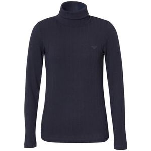 Emporio Armani Dames Dames Turtleneck Sweater Ribbed Knit T-Shirt, marineblauw, L