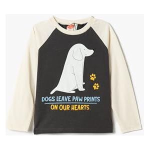 Koton Babyboys bedrukt katoenen T-shirt met lange mouwen, ecru(010), 18-24 Maanden