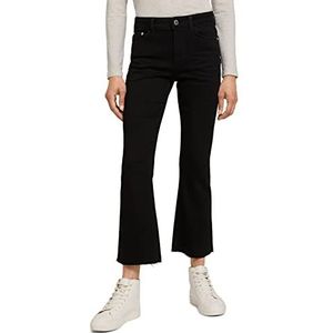 TOM TAILOR Dames Kate Cropped Bootcut Jeans van biologisch katoen 1029398, 10240 - Black Denim, 26W / 28L