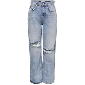 ONLY ONLROBYN Jeans voor dames, straight-fit, hoge taille, recht gesneden jeans