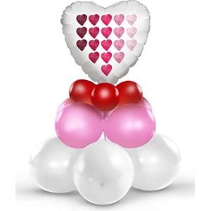 PartyCube - Witte hartdecoratie (12 latexballonnen, 1 folieballon 45 cm) voor 75 cm hoogte