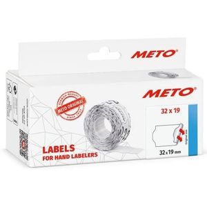 METO etiketten voor etiketteerapparaat (32x19 mm, 2-regelig, 5000 stuks, wit, permanent hechtend, voor METO, Contact, Sato, Avery, Tovel, Samark etc.)