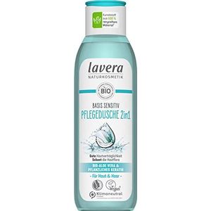 lavera Verzorgende douchebasis sensitiv 2-in-1 - shampoo & douchegel met biologische aloë vera & plantaardige keratine - huidvriendelijke en zachte reiniging - frisse geur - natuurlijke cosmetica -