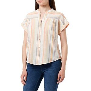 Springfield Mao-hemd met korte mouwen van katoenlinnen, Geel, 32