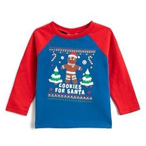 Koton Babyboys Christmas Themed T-shirt met lange mouwen, bedrukt met ronde hals, Saxe (968), 3-4 Jaar