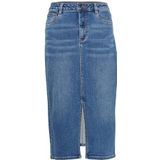 KAFFE Dames denim rok hoge taille potlood silhouet middellange lengte dames, Medium Blue Denim, 32 NL