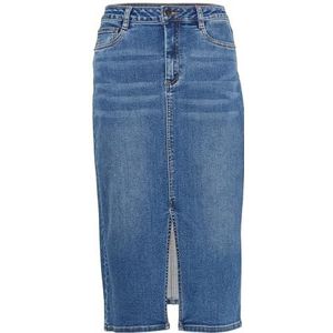 KAFFE Dames denim rok hoge taille potlood silhouet middellange lengte dames, Medium Blue Denim, 32 NL