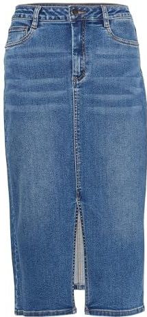 KAFFE Dames denim rok hoge taille potlood silhouet middellange lengte dames, Medium Blue Denim, 32 NL