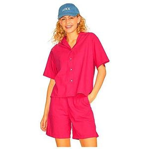 Jack & Jones JJXX JXLISA SS Comfort Linen Shirt SN Blouse, Bright Rose, S