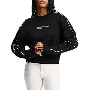 Karl Lagerfeld - KLJ Relaxed Crop Piping Sweat - Zwart - Dames