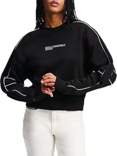 Karl Lagerfeld - KLJ Relaxed Crop Piping Sweat - Zwart - Dames