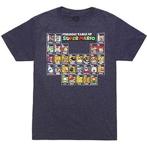 Nintendo periodieke tabel van Super Mario Bros. heren Navy Heather T-shirt Video Game medium