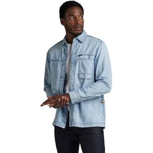 1-pocket regular denim shirt met lange mouwen, Blauw (Sun Faded Blue Mist D24764-d539-g342), L