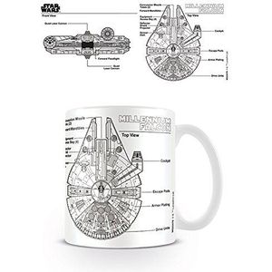 empireposter Star Wars - Millennium Falcon Sketch - keramische mok - grootte Ø8,5 H9,5 cm
