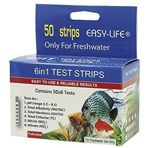 Easy Life Test Strips 6 in 1, 50 teststrips voor pH, KH, GH, CI, NO2, NO3