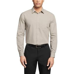 Van Heusen Heren Overhemd Regular Fit Poplin Solid, Steen, 16.5 Neck / 34-35 Sleeve