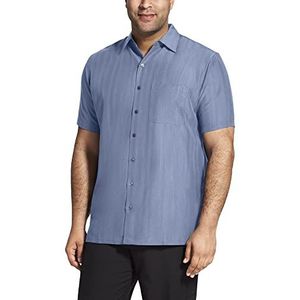 Van Heusen Mannen grote en lange lucht korte mouw Button Down Poly Rayon Stripe Shirt, voor altijd blauw, 4XL