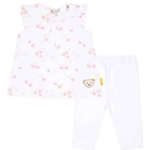 Steiff Babymeisjes set leggings + T-shirt korte mouwen shorts, helder wit, 80