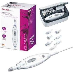 Beurer MP 41 manicure/pedicure set, elektrische nagelvijl met 7 opzetstukken, helder LED-licht, voor verzorgde nagels, met opbergtas
