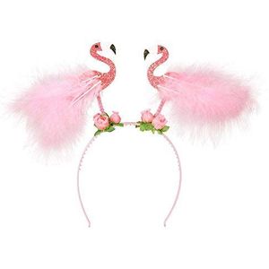 Boland 52568 Haarband met flamingo's, eenheidsmaat voor volwassenen, strandfeest, accessoire, Tiara, themafeest, carnaval