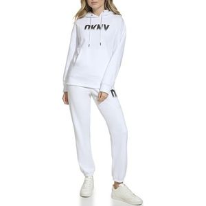 DKNY Fade Away Logo Longline sweatshirt voor dames, wit, XL