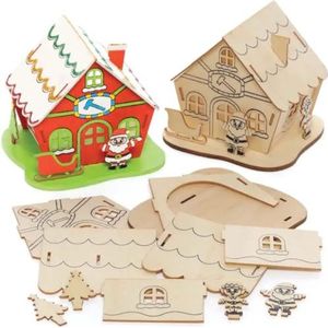 Baker Ross FE895 Kerstman werkwinkel houten model set - Pak van 3, Theelichthouder om te Versieren en Tentoon te Stellen, Ideaal Kinder Knutselproject,