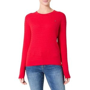 TOMMY HILFIGER Dames CO-kabel C-NK LS Trui WW0WW44993, Rood (primair rood), M