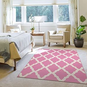 Ottomanson Glamour-collectie tapijt met rubberen achterkant en elegant roosterdesign, 150 cm x 200 cm, roze