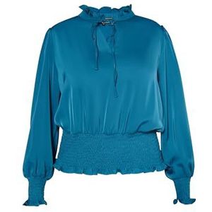 SWIRLIE Damesblouse, smaragd blauw, XS