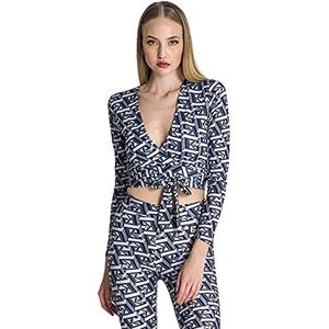 Gianni Kavanagh Black Destiny T-shirt met lange mouwen voor dames, Blanco Y Gris, S