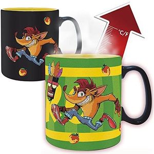 Crash Bandicoot thermoeffect mok Nitro groen, bedrukt, keramiek, inhoud ca. 460 ml, in geschenkdoos.