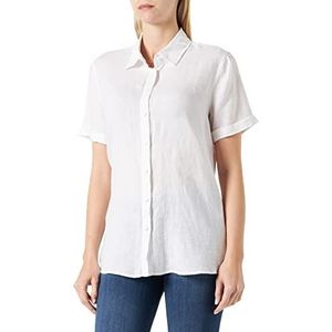 Gerry Weber Damesblouse met korte mouwen van linnen, korte mouwen, blouse met korte mouwen, effen, wit/wit, 40