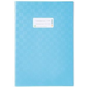 HERMA 7453 A4 Bast notitieboekje lichtblauw, boekhoes met belettering en baststructuur van duurzame & afwasbare polypropyleenfolie, voor schoolschriften, gekleurd