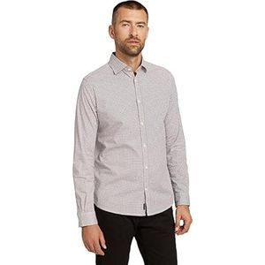 TOM TAILOR Uomini Slim fit overhemd met patroon 1028697, 28468 - Off White Mini Triangle Design, 3XL