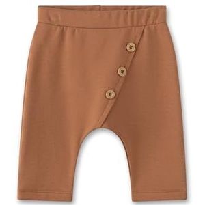 Sanetta Babybroek Bruin | Praktische en comfortabele uniseks joggingbroek van biologisch katoen. Broek met elastische tailleband en decoratieve schuine knoopsluiting | babykleding, bruin, 56 cm