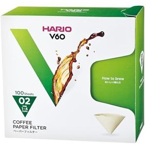 HARIO V60 filters koffiefilter, niet van toepassing, 1 liter, natuurlijk, zonder tabs,maat 02