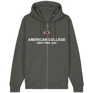 AMERICAN COLLEGE USA Sweatshirt met ritssluiting, kaki, maat S, Groen, S