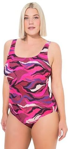 Ulla Popken - Badpak - Pink / Zwart / Wit