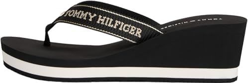 Tommy Hilfiger Damessandalen met sleehak, zomersandalen Fw0fw08858, Zwart, 36 EU