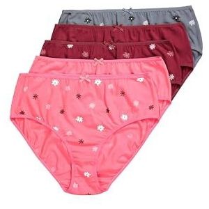 Ulla Popken - Slip - Donkergrijs Lichtroze Wijnrood Wit - 5 Pack