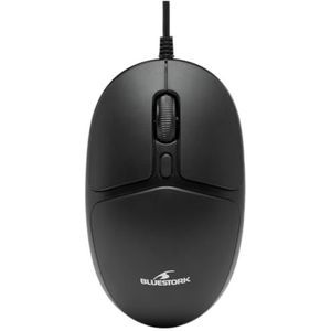 BLUE STORK - Ultra compacte bedrade muis - Computermuis met beide handen - 1000 DPI muis - Pc & Mac compatibiliteit - Nieuw 2024