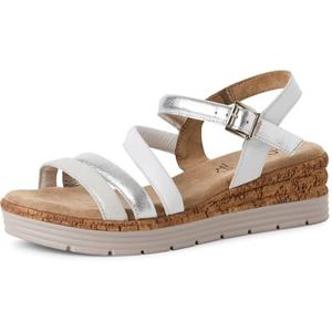 s.Oliver Dames 5-28702-44 sleehak sandalen, Wit-zilver., 38 EU