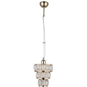Homemania 8127-80-11 hanglamp Feka, hanglamp, licht, goud metaal, kristal, 19 x 19 x 90 cm