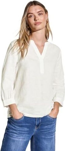 Blouse - Effen - Linnen - Losse Pasvorm - Driekwart Mouw