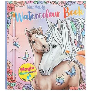 Depesche 12576 Miss Melody - Aquarelboek, kleurboek incl. penseel en 30 paardenmotieven om in te kleuren met water