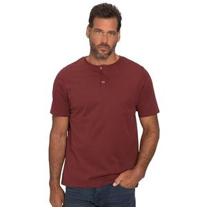 JP 1880 Heren Basic-Henley T-shirts, Donkerrood, 6XL grote maten