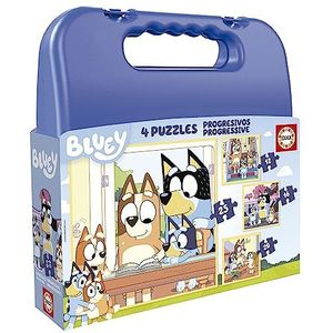 Educa - Set van vier progressieve puzzels van 12 tot 25 stukjes met Bluey's karakters | Gepresenteerd in een prachtige koffer om ze op te bergen. Wij raden aan vanaf 3 jaar (19830)
